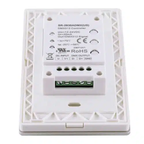 SIRS-E® Single Color White LED Touch DMX Wall Mount Controller - Bottom Connectors