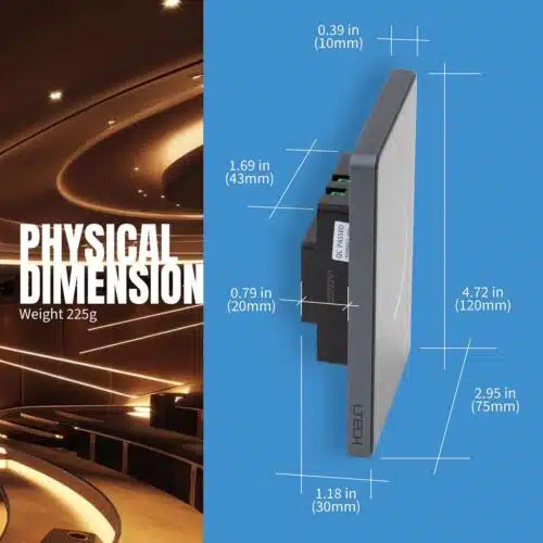 LTech UB1 White & Single Color DMX & Bluetooth Programmable Touch Panel Wall Mount LED Lighting Controller Dimensions