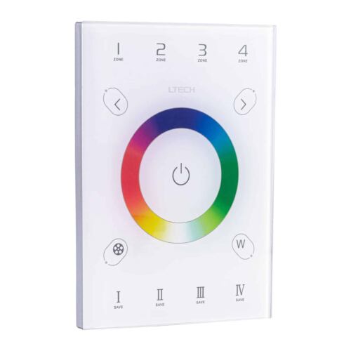 LTech UX8 4 Zone Wireless & DMX RGBW Touch Panel Wall Mount LED Lighting Controller