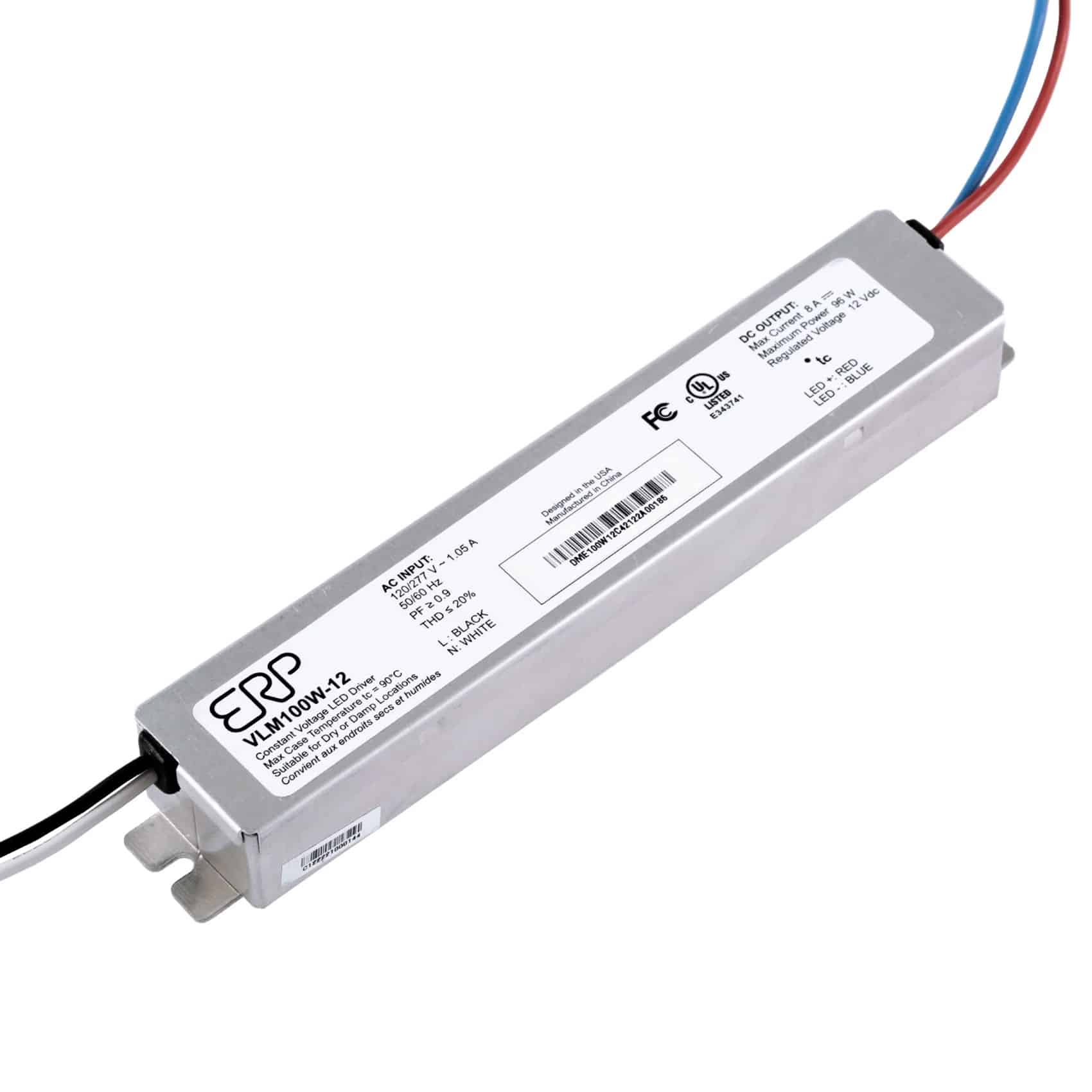 ERP 96W Constant Voltage DC Power Compact LED Driver 12V 8A UL Class P - VLM100-12