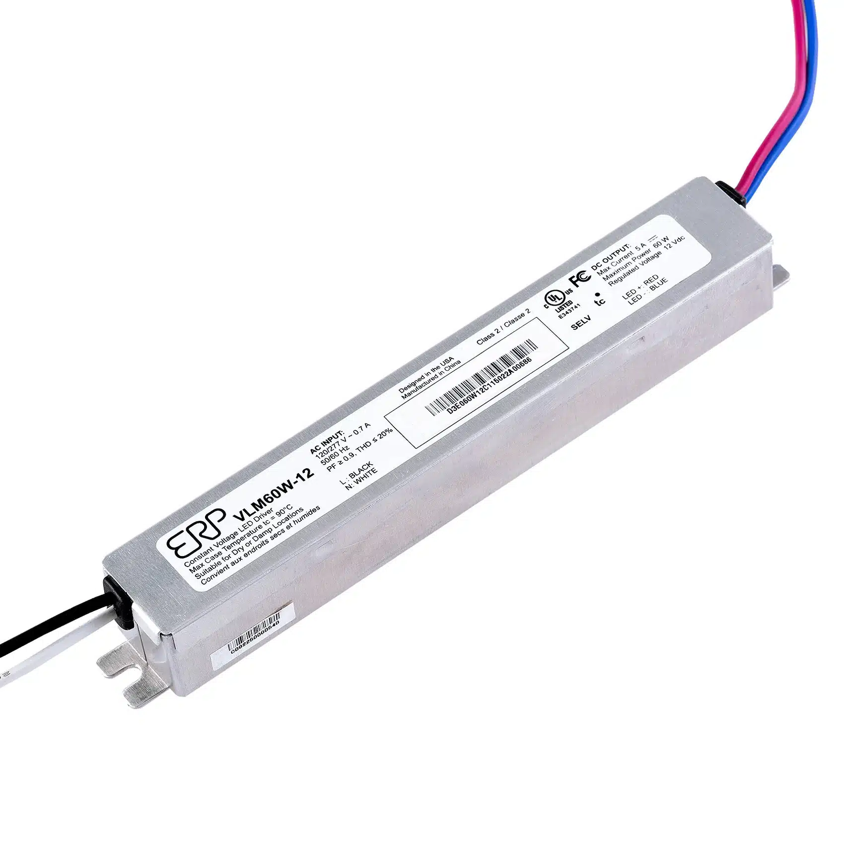 ERP 60W Constant Voltage DC Power Compact LED Driver 12V 5A - VLM60-12