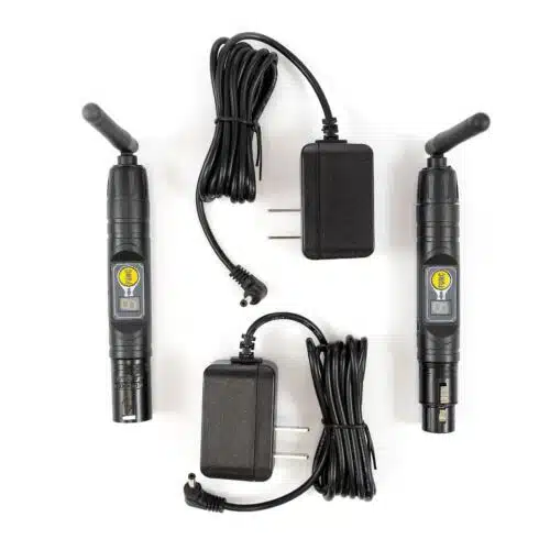 SIRS-E anyDMX V2 Wireless DMX Transmitter & Receiver Male and Female 5 Pin XLR Pair Top View