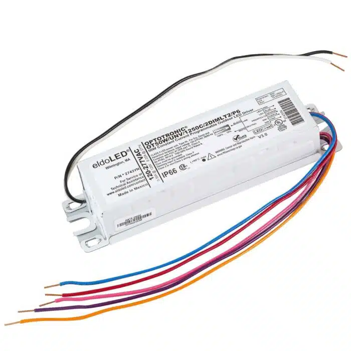 eldoLED *2743YN OPTOTRONIC 50W Constant Current 0-10V Dimmable LED Driver, Programmable Outdoor OT50W/UNV/1250C/2DIMLT2/P6 (Osram 79371)