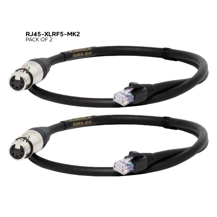 Pack of 2 - SIRS-E Heavy Duty RJ45 to XLR 3ft DMX Cable Adapter for DMX Decoders
