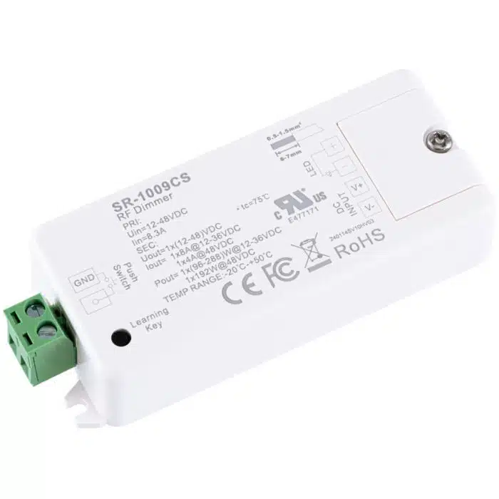 SIRS‑E® Single Channel 12-48V Constant Voltage RF LED Dimmer SR-1009CS