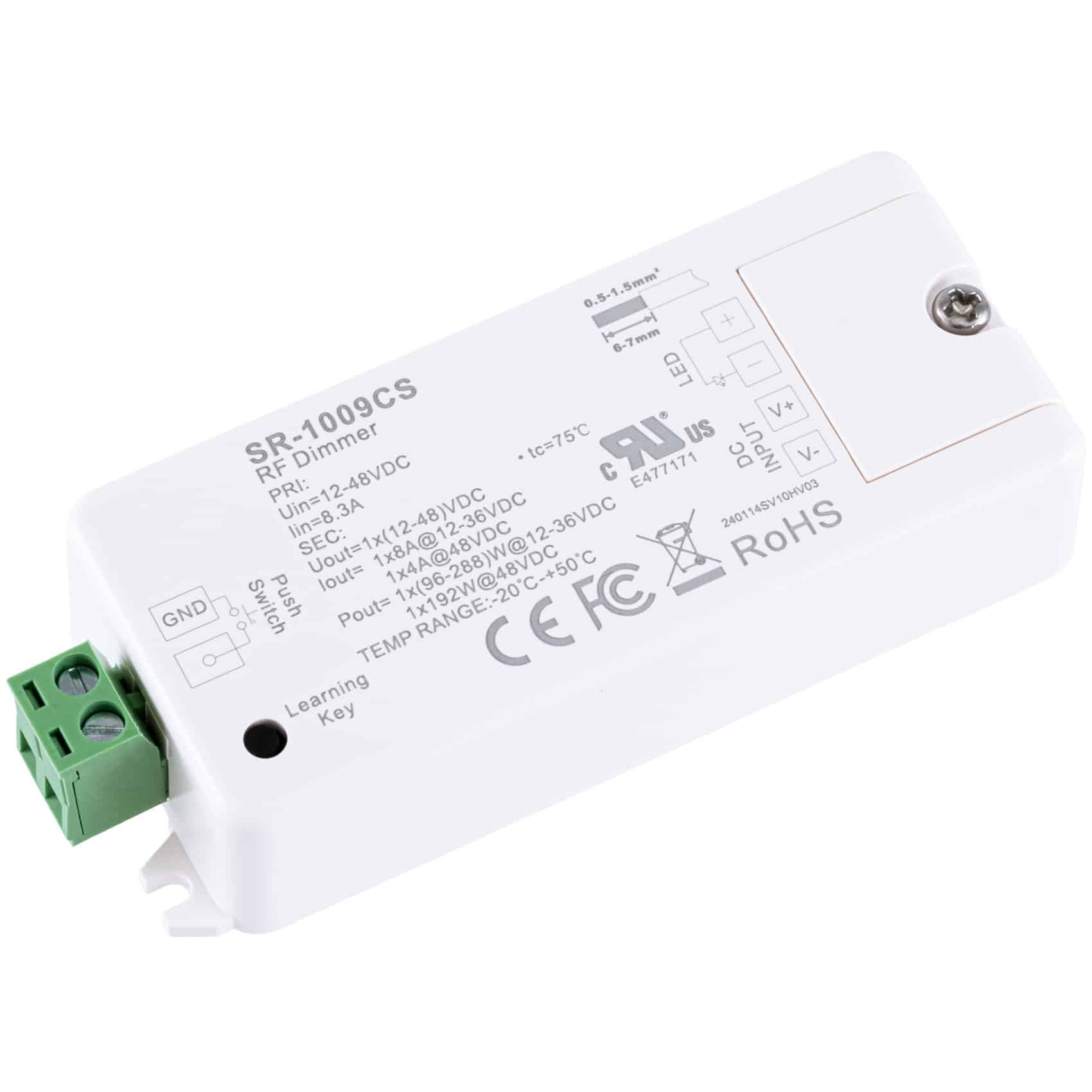 SIRS‑E® Single Channel 12-48V Constant Voltage RF LED Dimmer SR-1009CS
