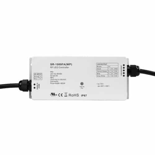 SIRS‑E® LED RF Receiver 4 Channel RGB & RGBW Waterproof IP67 Constant Voltage LED Controller, 5A/CH, 12-36V DC, 240-720W, UL Recognized Top View