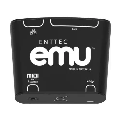 EMU Hardware Interface, USB-C & Ethernet DMX Controller with 3/5-Pin XLR, MIDI & Footswitch Support