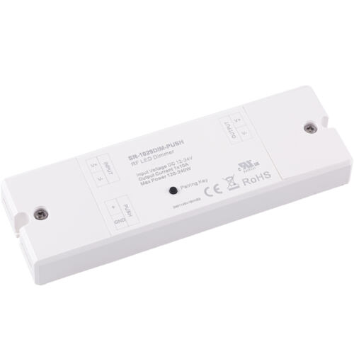 SIRS‑E® SR-1029DIM-PUSH RF LED Dimmer Controller | 12-24V DC | Push Switch & Remote Compatible