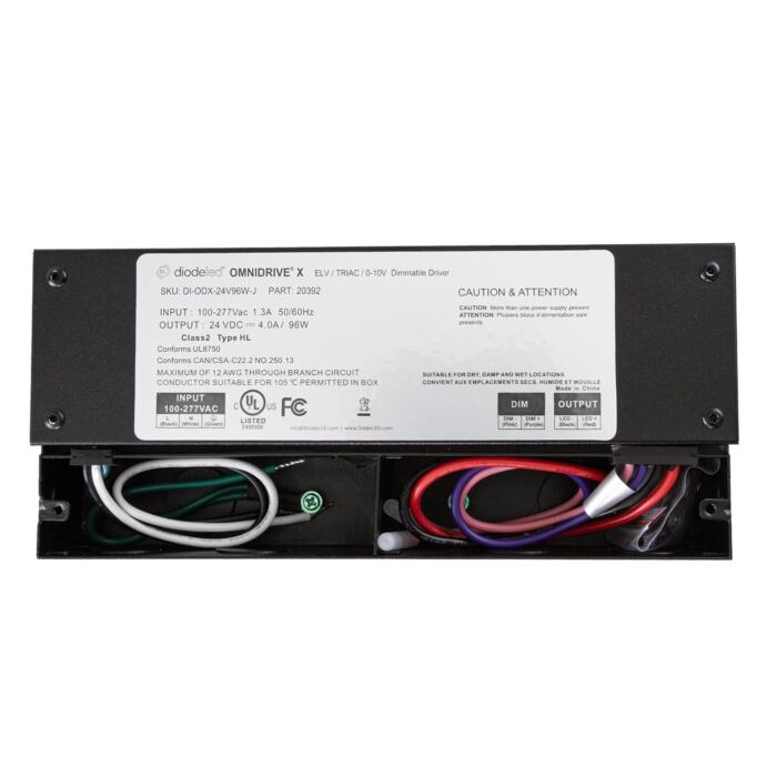 diodeLED OmniDrive X 24V 96W 2-in-1 Electronic & 0-10V Dimmable LED Driver with JBOX, Indoor/Outdoor Rated
