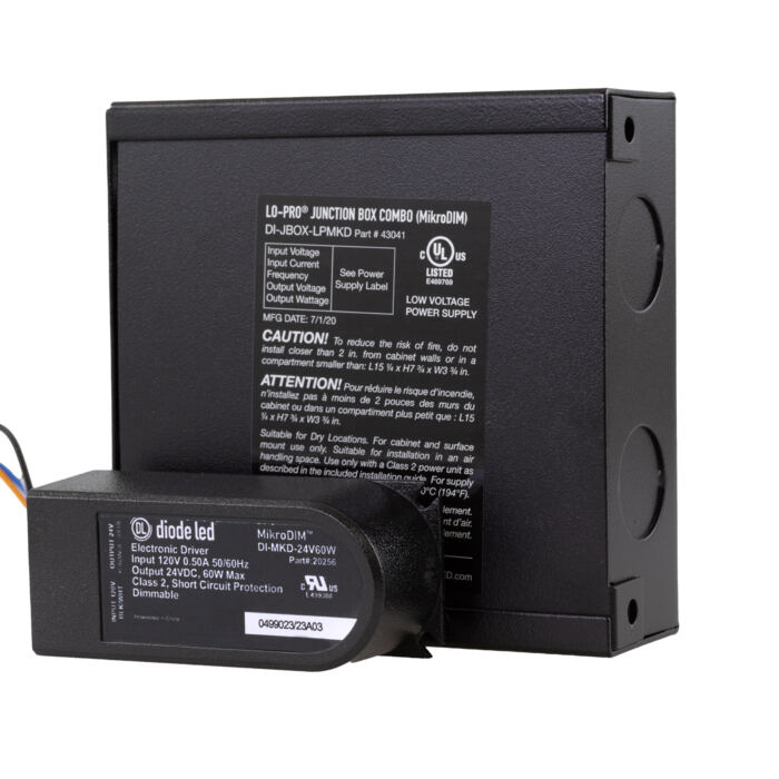 LO-PRO Junction Box with MikroDIM Driver Combo - 24V 60W, With JBOX