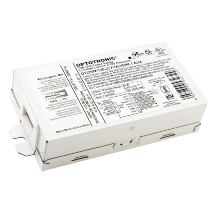 Optotronic OTi 25W 120-277 1A2 DIM-1 AUX Constant Current Dimmable Compact LED Driver (*2743W0 / 57349)