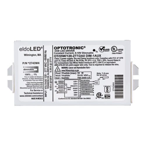 OPTOTRONIC OTi 55W 120-277 2A0 DIM-1 AUX Constant Current Programmable Compact LED Driver (*2743W4 / 57357)