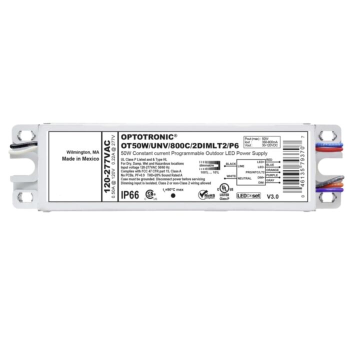 OPTOTRONIC OT 50W UNV 800C 2DIMLT2 P6 Constant Current Programmable Outdoor LED Driver (*2743YM / 79370)