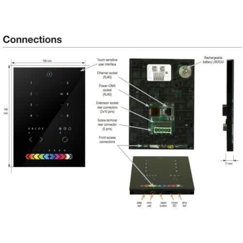 Nicolaudie STICK-KE2 Wall Mount LED Lighting Controller, 200 Scenes, 5 Zones, 1024 DMX Channels