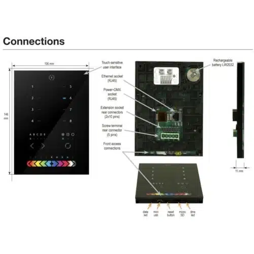 Nicolaudie STICK-KE2 Wall Mount LED Lighting Controller, 200 Scenes, 5 Zones, 1024 DMX Channels